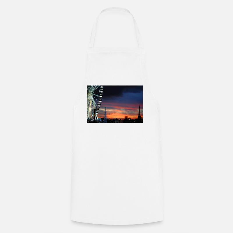 Paris à la grande roue du coucher du soleil - Tablier de cuisine - blanc