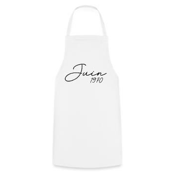 1970 Birthday June 1970 Gift June 1970 - Cooking Apron - white - Front - AI Model Male 185 dark (185cm)
