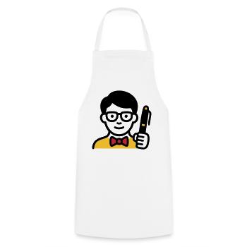 Professeur Professeur Bande dessinée Glasses - Tablier de cuisine - blanc - Devant - AI Model Male 185 dark (185cm)