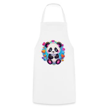 Panda Coeur Arc-en-Ciel - Tablier de cuisine - blanc - Devant - AI Model Male 185 dark (185cm)