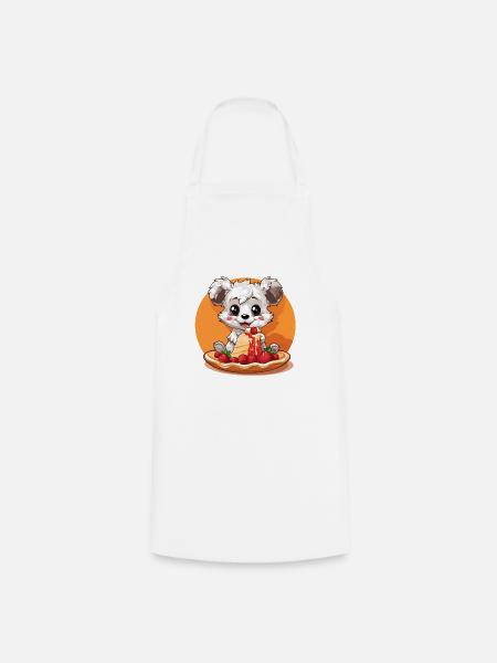 Kawaii Panda mit Pancake-Torte - Kochschürze - Weiß