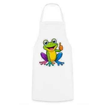 Dessin animé grenouille colorée pouce levé animal drôle - Tablier de cuisine - blanc - Devant - AI Model Male 185 dark (185cm)