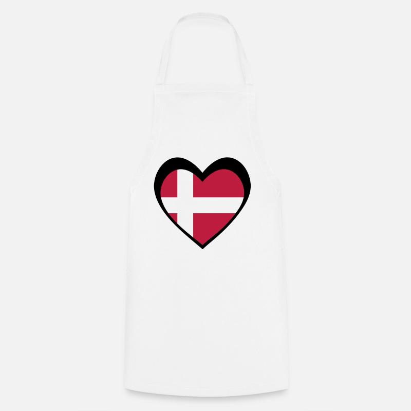 Danmark Sort Hjerte – Kærlighed til Danmark - Cooking Apron - white