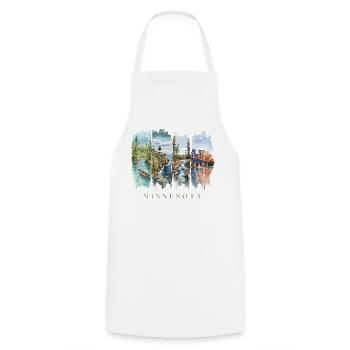 Voyage de vacances au Minnesota – Terre des 10 000 lacs - Tablier de cuisine - blanc - Devant - AI Model Male 185 dark (185cm)
