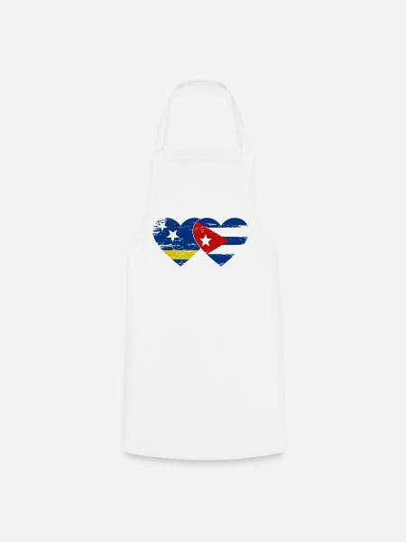 Curacao Kuba Flagge Herz used - Kochschürze - Weiß