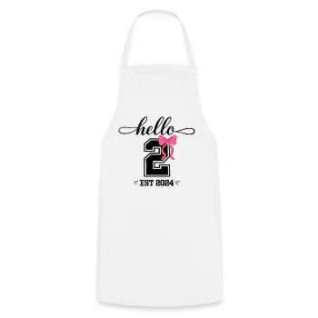 Hello 2 Est 2024 Pink Bow Design - Cooking Apron - white - Front - AI Model Male 185 dark (185cm)