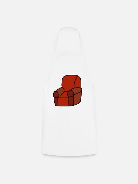 Roter Lounge-Sessel Silhouette - Kochschürze - Weiß