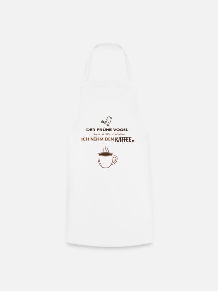 Früher Vogel & Kaffee | Minimalistisches Design - Kochschürze - Weiß