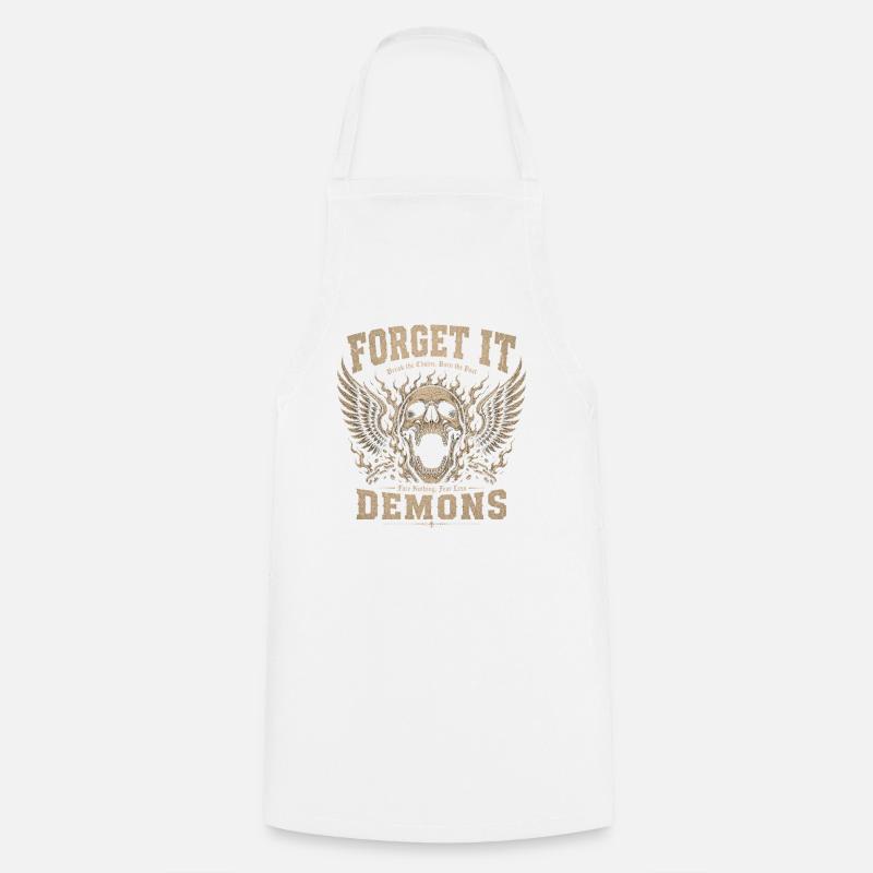 Forget It Demons Skull Wings - Cooking Apron - white