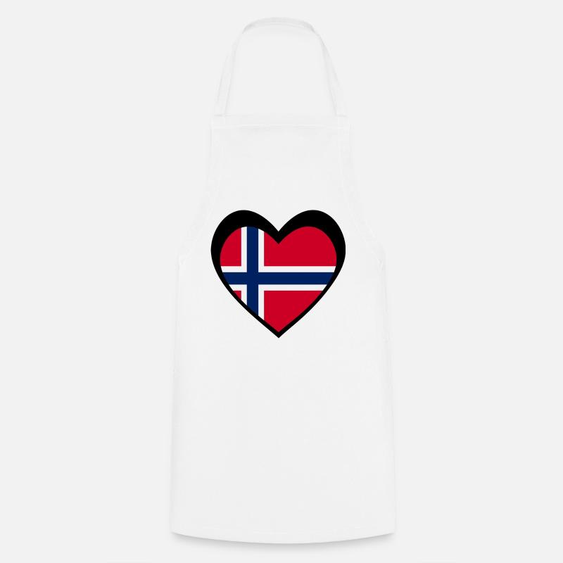 Norge Svart Hjerte – Kjærlighet til Norge - Cooking Apron - white