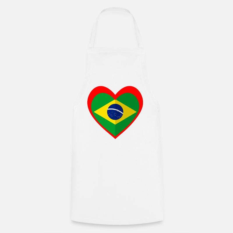 Brasil Coração – Amor pelo Brasil - Cooking Apron - white