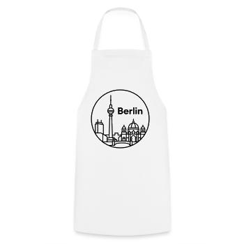 Berlin - Kochschürze - Weiß - Vorne - AI Model Male 185 dark (185cm)