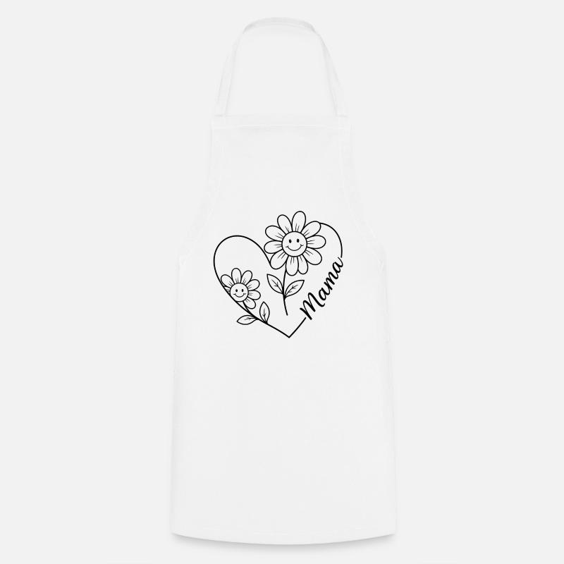 Maman Fleur en traits - Tablier de cuisine - blanc