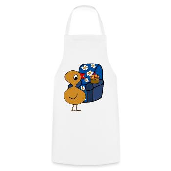 Küken Muffin Sessel Feierabend Huhn - Kochschürze - Weiß - Vorne - AI Model Male 185 dark (185cm)