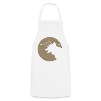 Dog silhouette in mountains or dunes - Cooking Apron - white - Front - AI Model Male 185 dark (185cm)