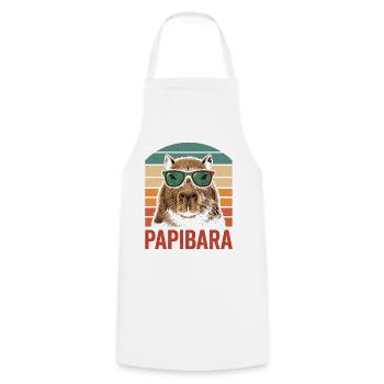Papibara Capybara Animal Lover Wildlife - Cooking Apron - white - Front - AI Model Male 185 dark (185cm)