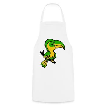 Toucan néon vert et jaune - Tablier de cuisine - blanc - Devant - AI Model Male 185 dark (185cm)