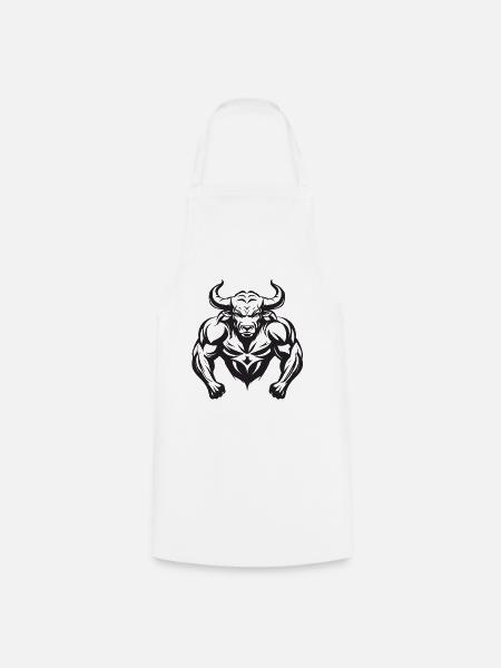 Bulle Stier Bodybuilding - Kochschürze - Weiß