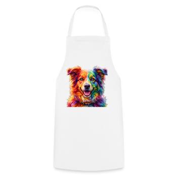 Rainbow Dog / Dog in Rainbow Colors - Cooking Apron - white - Front - AI Model Male 185 dark (185cm)