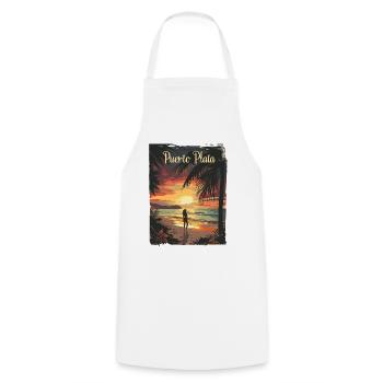 Puerto Plata Sonnenuntergang am Strand - Kochschürze - Weiß - Vorne - AI Model Male 185 dark (185cm)