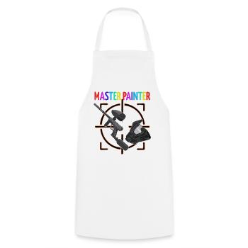 Paintball: Master Painter - Cooking Apron - white - Front - AI Model Male 185 dark (185cm)