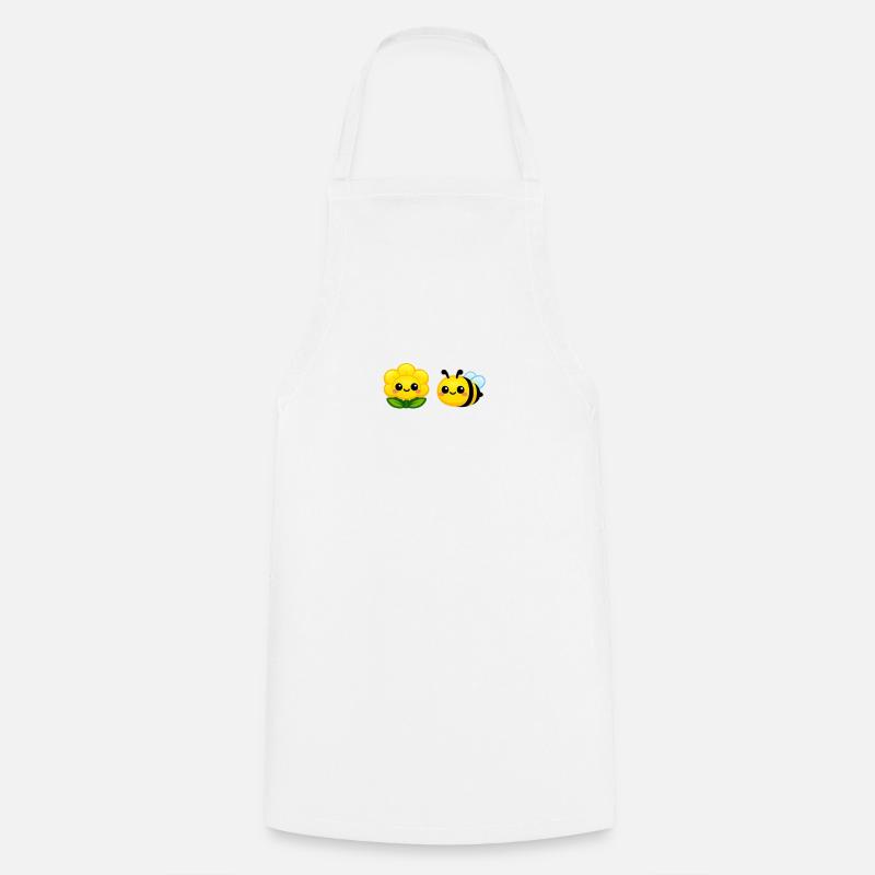 Duo Sunny Bloom et Bee style Kawaii - Tablier de cuisine - blanc