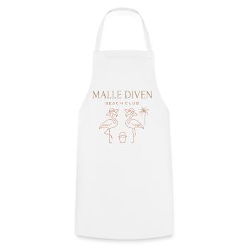Malle Diven Beach Club Flamingo Mallorca Party  - Kochschürze - Weiß - Vorne - AI Model Male 185 dark (185cm)