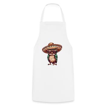 Eule Lustig Sombrero - Kochschürze - Weiß - Vorne - AI Model Male 185 dark (185cm)