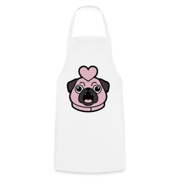 Mops Hund Herz Liebe Bellen - Kochschürze - Weiß - Vorne - AI Model Male 185 dark (185cm)
