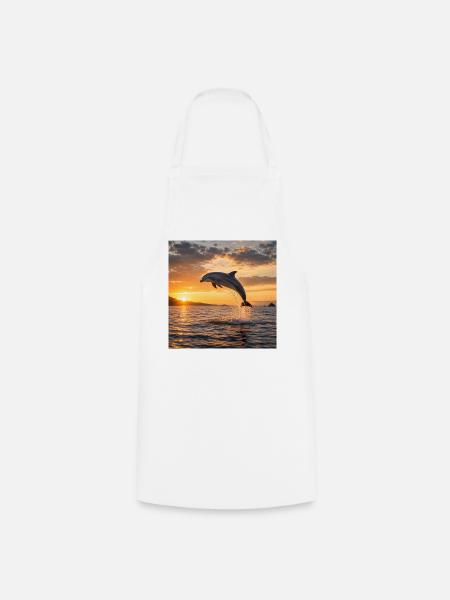 Delfin bei Sonnenuntergang - Kochschürze - Weiß