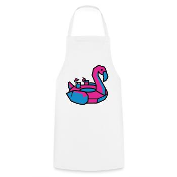 Flamingo Schwimmtier Pool Party - Kochschürze - Weiß - Vorne - AI Model Male 185 dark (185cm)
