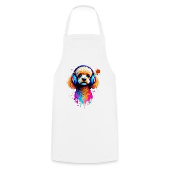 Caniche avec un casque - Tablier de cuisine - blanc - Devant - AI Model Male 185 dark (185cm)