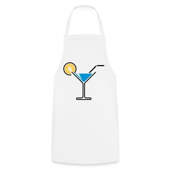Cocktail / Cocktailglas / Martini + (Hellblau) - Kochschürze - Weiß - Vorne - AI Model Male 185 dark (185cm)