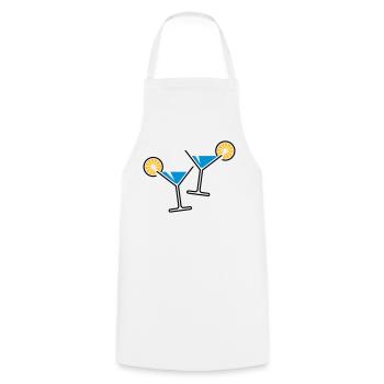 2 Cocktailgläser / Cocktail / Martini + (Hellblau) - Kochschürze - Weiß - Vorne - AI Model Male 185 dark (185cm)