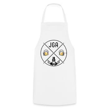 JGA Bräutigam Handzeichen Bier Kreis Symbol POS 2C - Kochschürze - Weiß - Vorne - AI Model Male 185 dark (185cm)