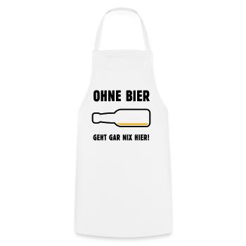 Ohne Bier Geht Gar Nix Hier! (Bierchen / POS 2C) - Kochschürze - Weiß - Vorne - AI Model Male 185 dark (185cm)