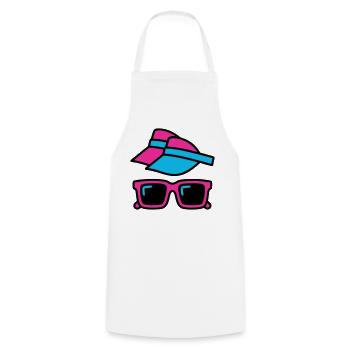 80s Sun Visor Glasses Set - Cooking Apron - white - Front - AI Model Male 185 dark (185cm)