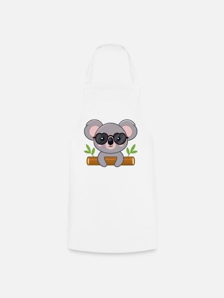 Schicker Koala auf Baumstamm mit Brille - Kochschürze - Weiß