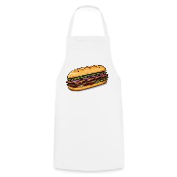 Illustration de sandwich - Tablier de cuisine - blanc - Devant - AI Model Male 185 dark (185cm)