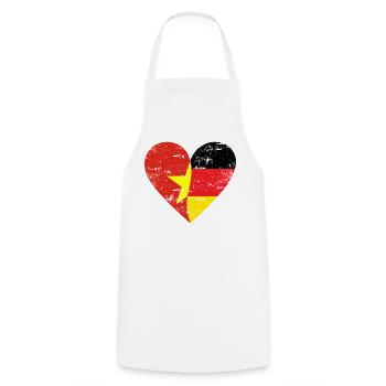 Vietnam, Allemagne, cœur utilisé - Tablier de cuisine - blanc - Devant - AI Model Male 185 dark (185cm)