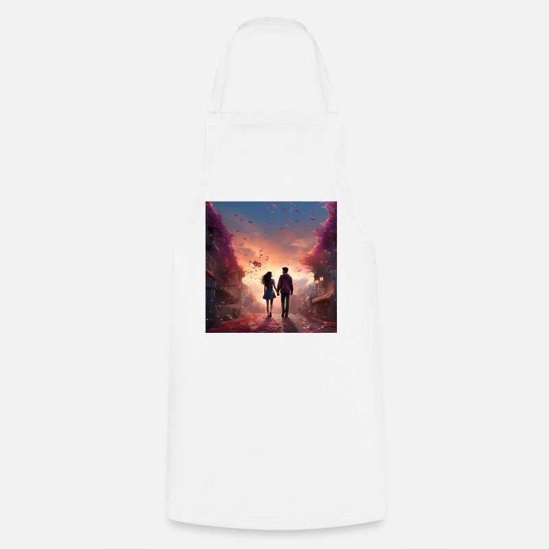 Evening Love Walk - Cooking Apron - white