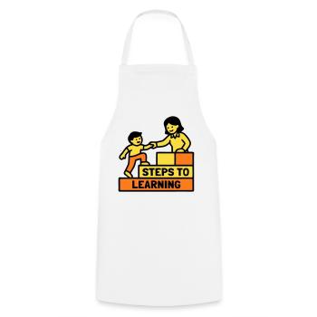 Logo Étapes pour apprendre l’école - Tablier de cuisine - blanc - Devant - AI Model Male 185 dark (185cm)