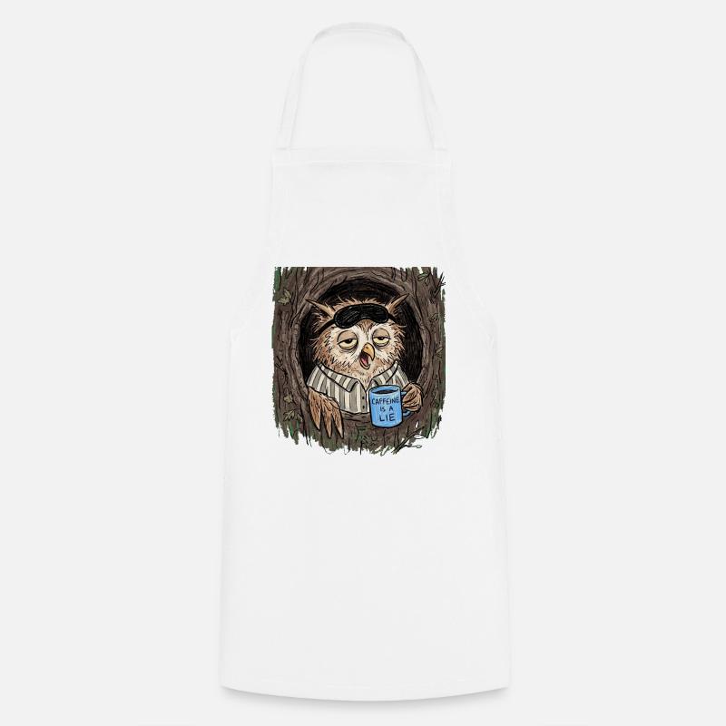 Caffeine is a Lie Eule Coffee - Cooking Apron - white