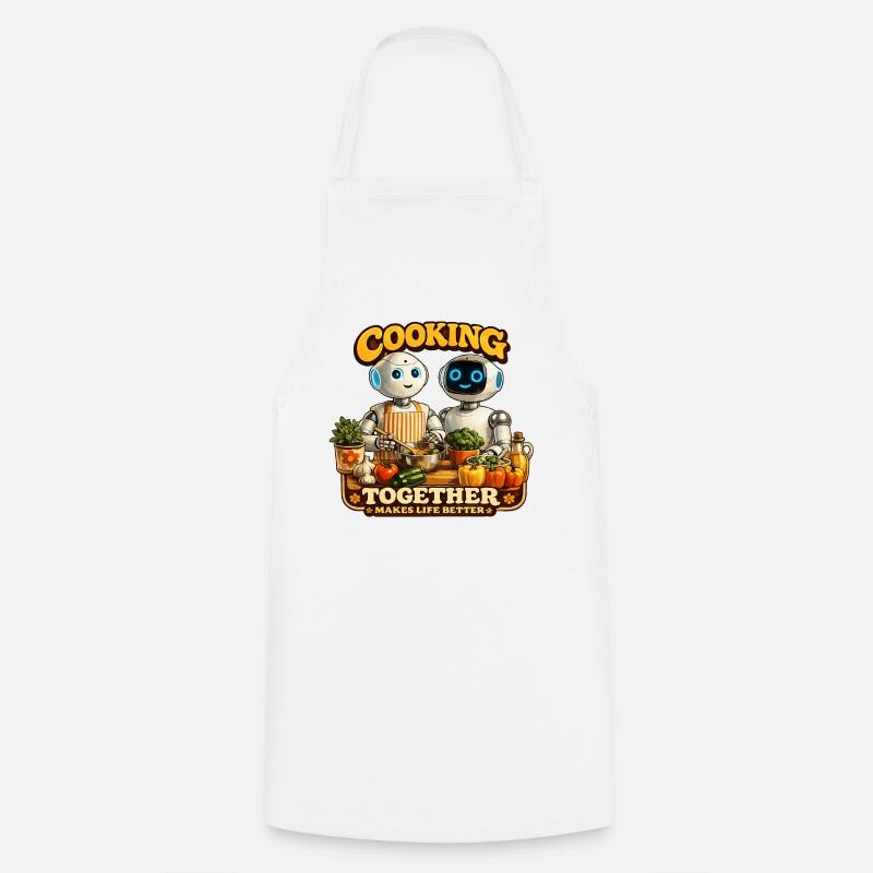 Robots cook together - Cooking Apron - white