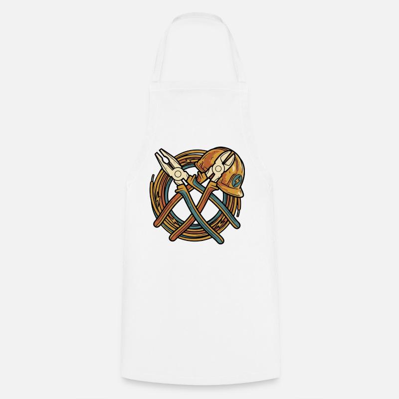 Electrician Humor Retro Work Design - Cooking Apron - white