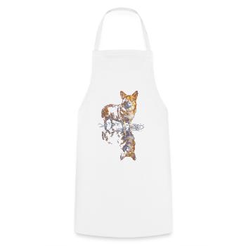 Corgi à réflexe hydrique - Tablier de cuisine - blanc - Devant - AI Model Male 185 dark (185cm)