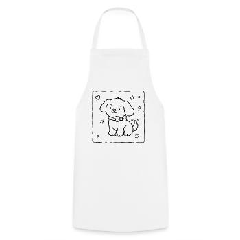 Petit chiot mignon | Lulu Lotus - Tablier de cuisine - blanc - Devant - AI Model Male 185 dark (185cm)