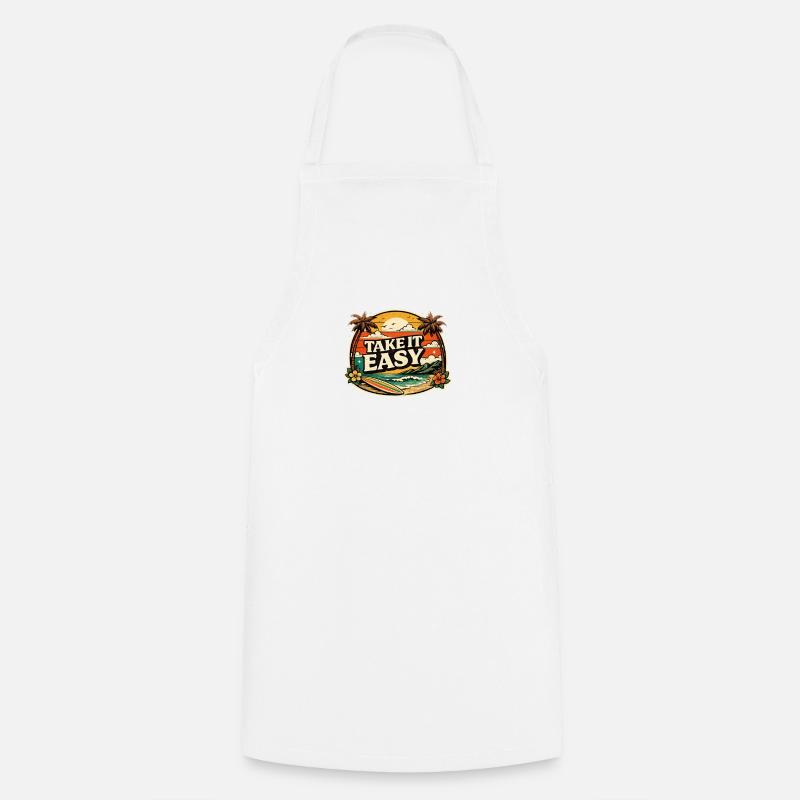 Take It Calm – Design rétro vintage Sunset Beach - Tablier de cuisine - blanc