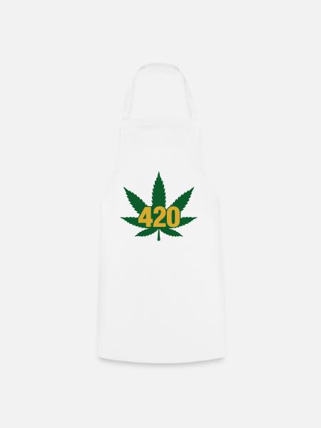 420 Cannabis Blatt Emblem - Kochschürze - Weiß