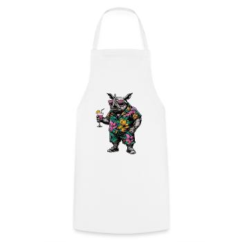 Été de bandes dessinées Rhino - Tablier de cuisine - blanc - Devant - AI Model Male 185 dark (185cm)